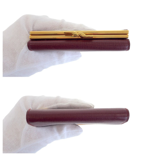CARTIER Bifold Wallet leather Wine Red Bordeaux Must Line