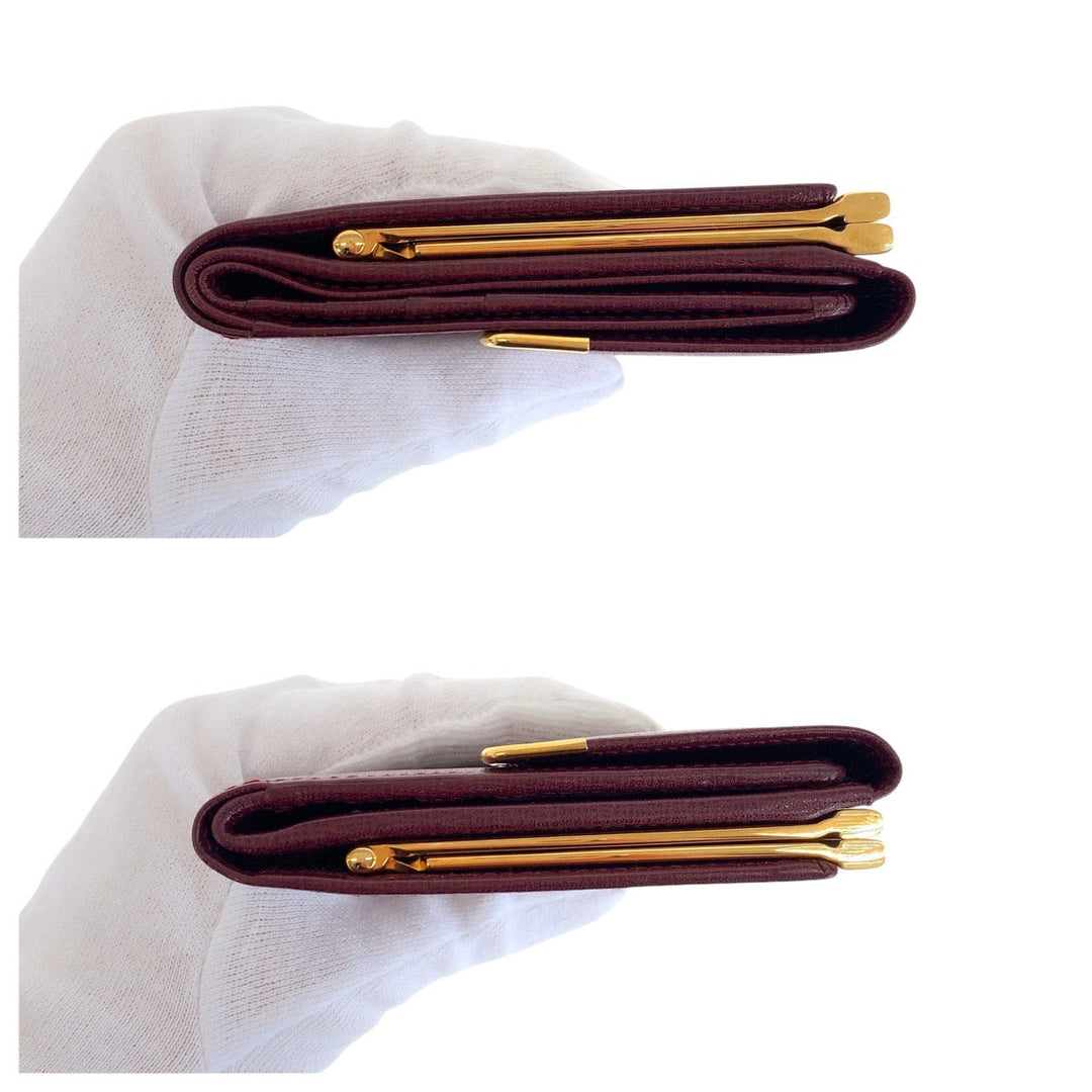 CARTIER Bifold Wallet leather Wine Red Bordeaux Must Line