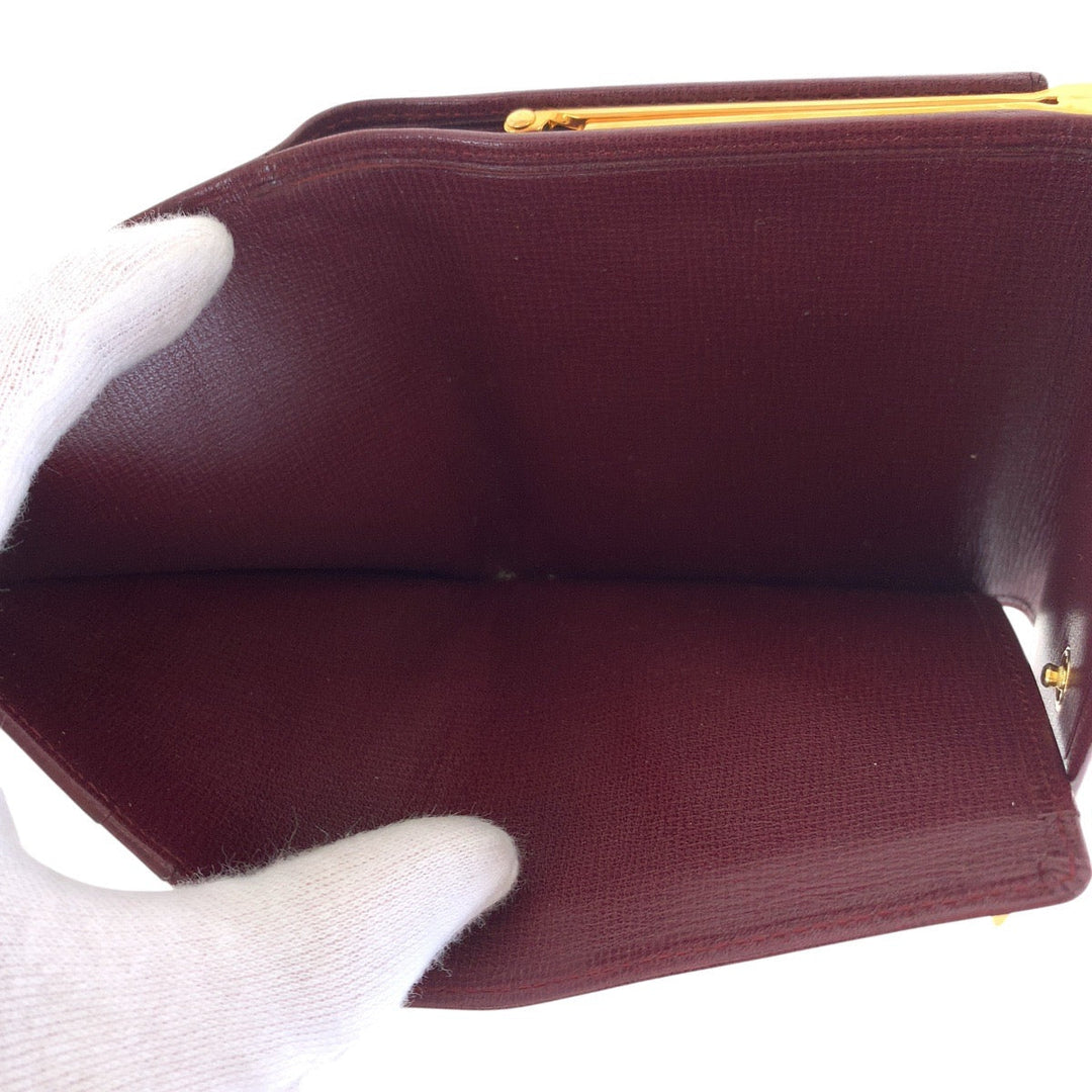 CARTIER Bifold Wallet leather Wine Red Bordeaux Must Line