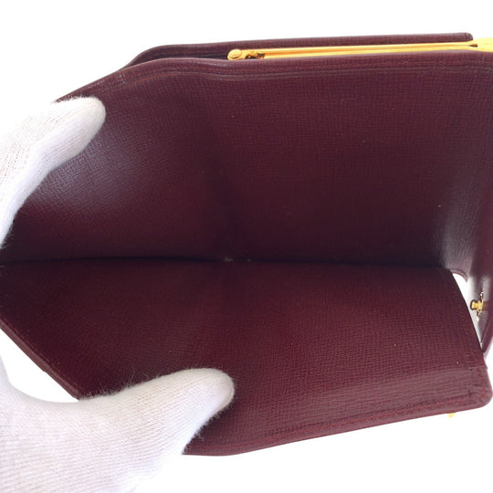 CARTIER Bifold Wallet leather Wine Red Bordeaux Must Line
