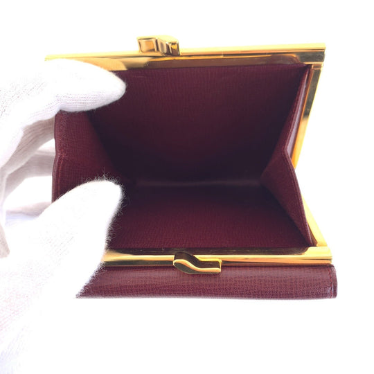 CARTIER Bifold Wallet leather Wine Red Bordeaux Must Line