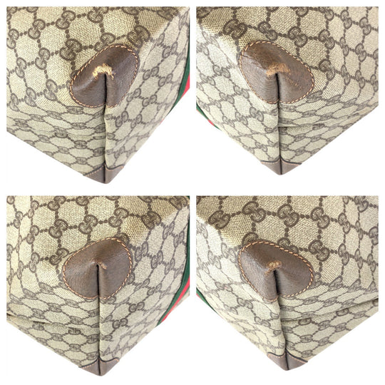 GUCCI Tote Bag 012 39 621 GG Supreme Canvas Beige Brown Gold Metal Sherry Line Old Gucci