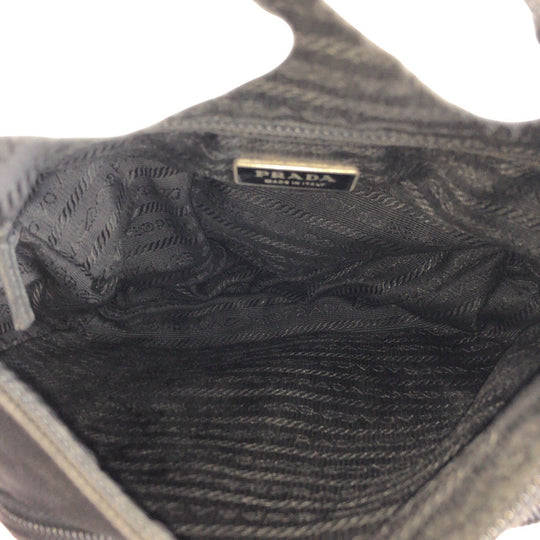 PRADA Shoulder Bag Nylon, Leather Black SilverMetal Shoulder Bag pochette Test Triangle With logo Women(Unisex) Used Authentic