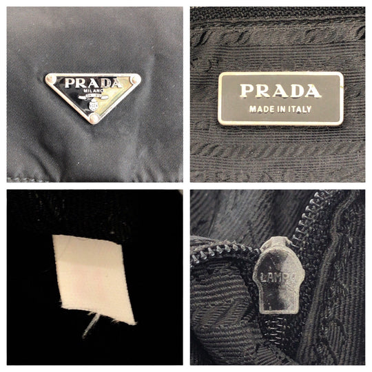PRADA Shoulder Bag Nylon, Leather Black SilverMetal Shoulder Bag pochette Test Triangle With logo Women(Unisex) Used Authentic