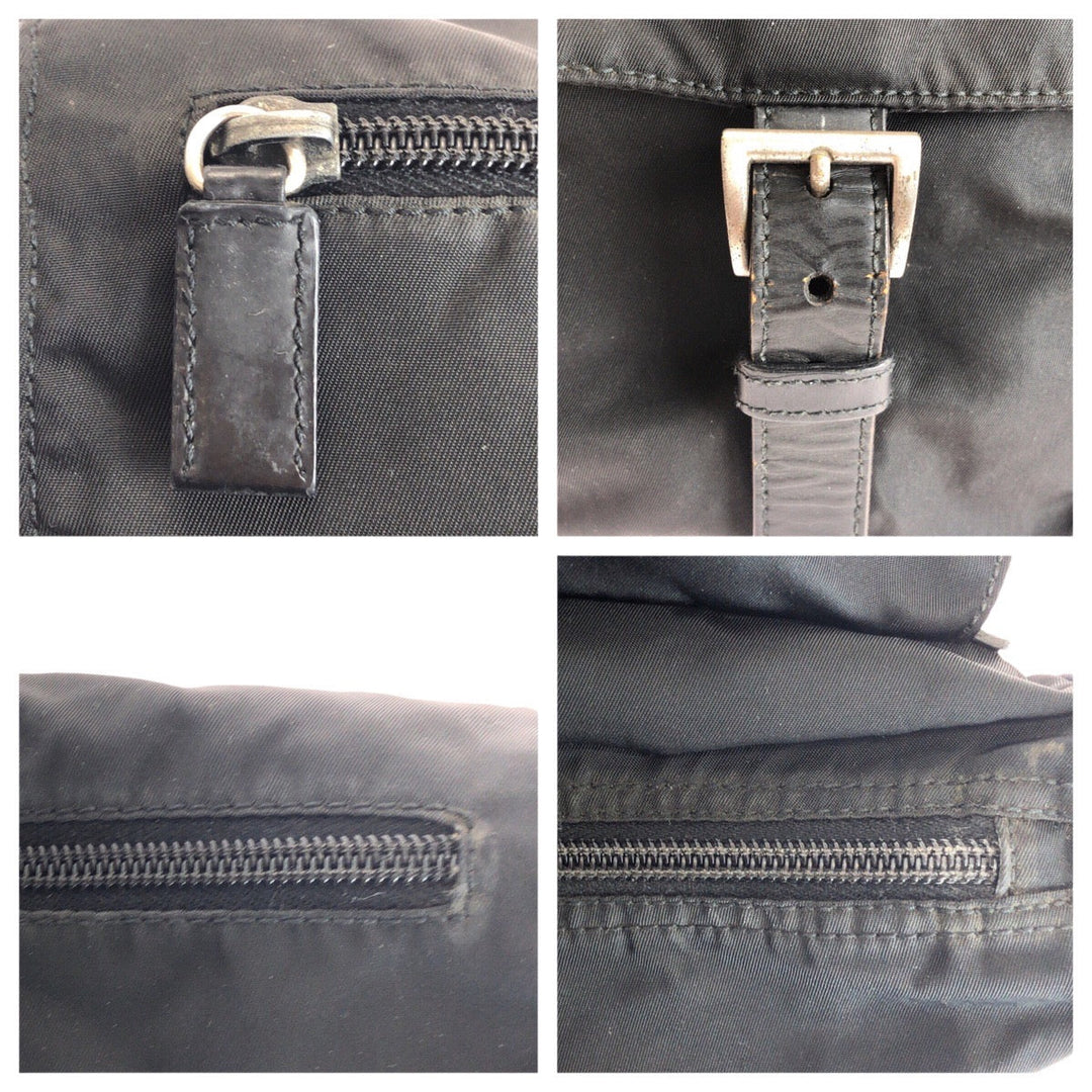 PRADA Shoulder Bag Nylon, Leather Black SilverMetal Shoulder Bag pochette Test Triangle With logo Women(Unisex) Used Authentic