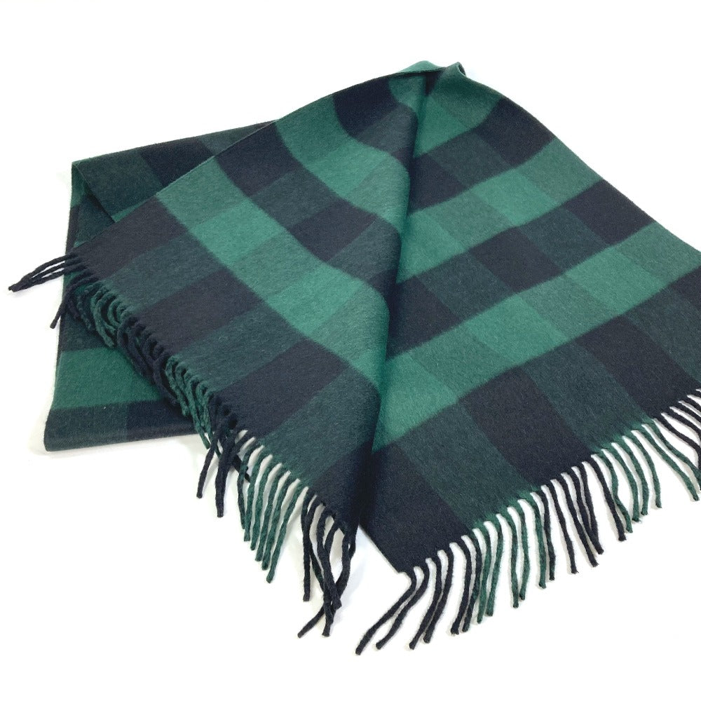 Dior Scarf 95CHE200100 Wool, Angora green logo fringe Check Pattern Women Used Authentic