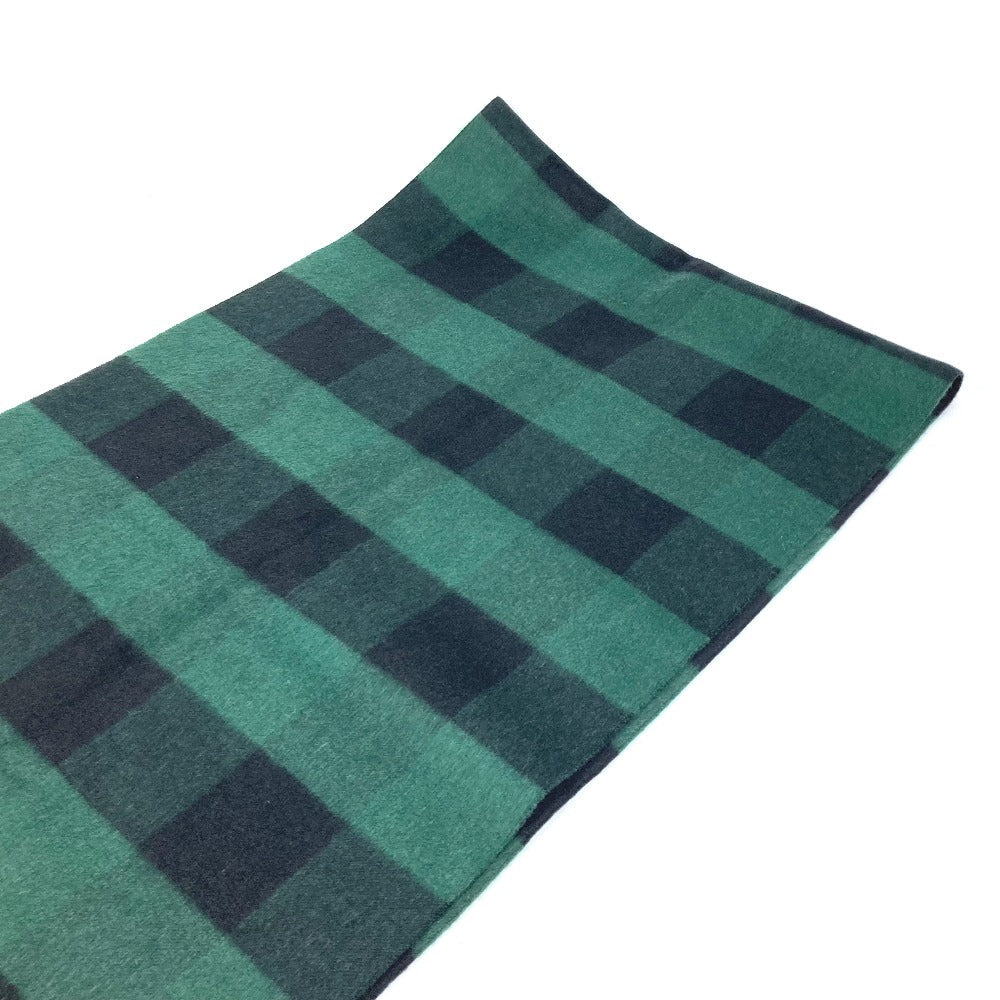 Dior Scarf 95CHE200100 Wool, Angora green logo fringe Check Pattern Women Used Authentic