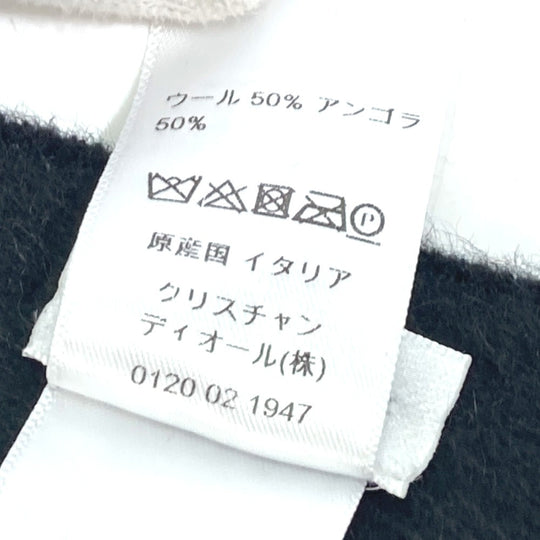 Dior Scarf 95CHE200100 Wool, Angora green logo fringe Check Pattern Women Used Authentic