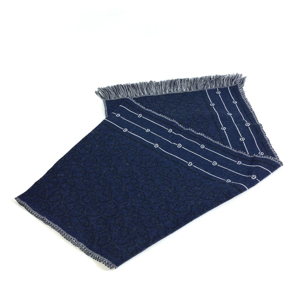 Dior Scarf 21P0001A0606 wool Navy fringe scarf mens Used Authentic