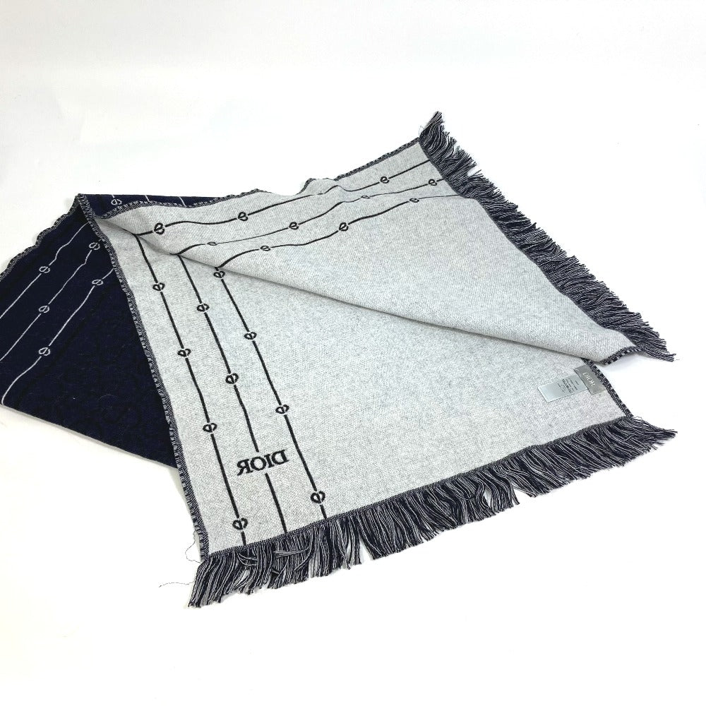 Dior Scarf 21P0001A0606 wool Navy fringe scarf mens Used Authentic