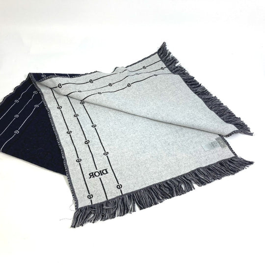 Dior Scarf 21P0001A0606 wool Navy fringe scarf mens Used Authentic