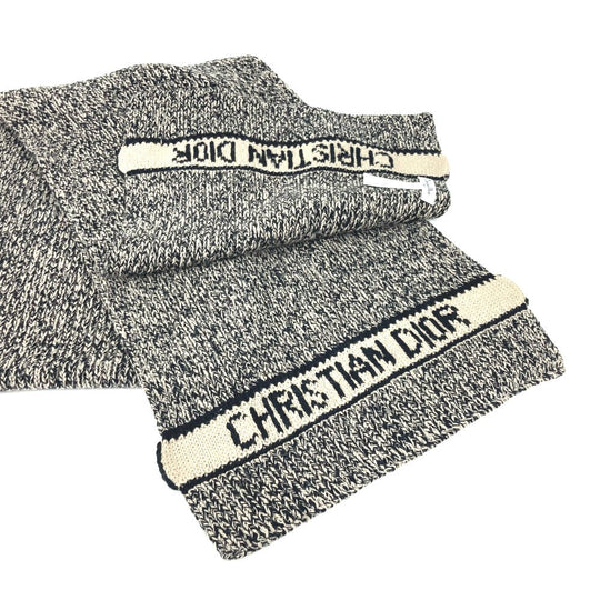Dior Scarf 25DWI214S007 Wool / cashmere black logo Women(Unisex) Used Authentic