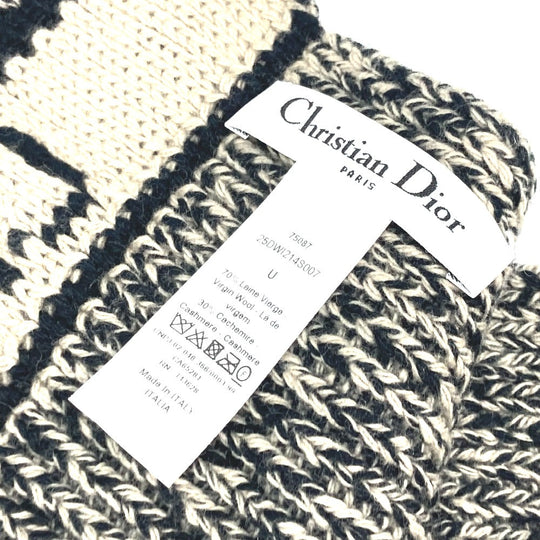 Dior Scarf 25DWI214S007 Wool / cashmere black logo Women(Unisex) Used Authentic