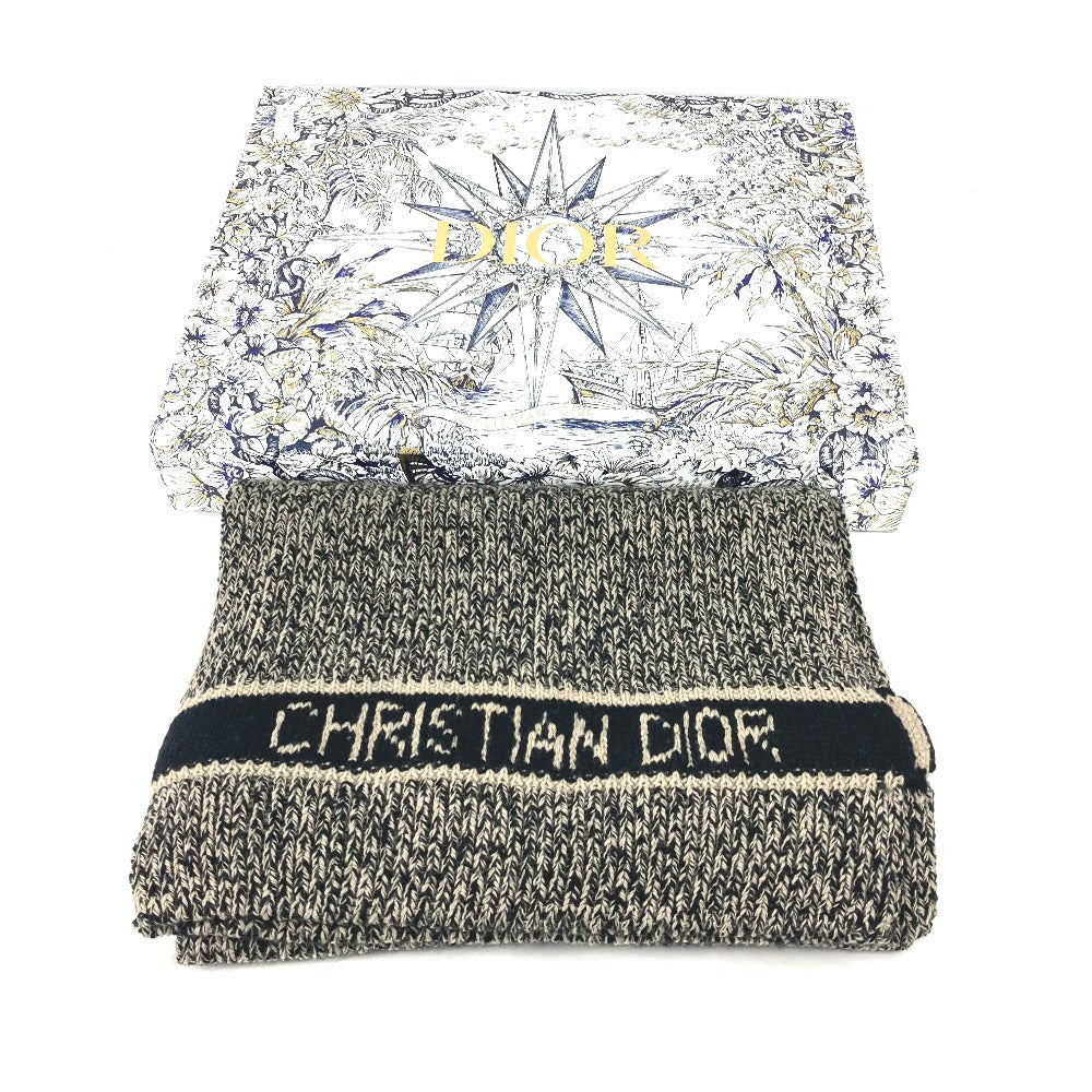 Dior Scarf 25DWI214S007 Wool / cashmere black logo Women(Unisex) Used Authentic