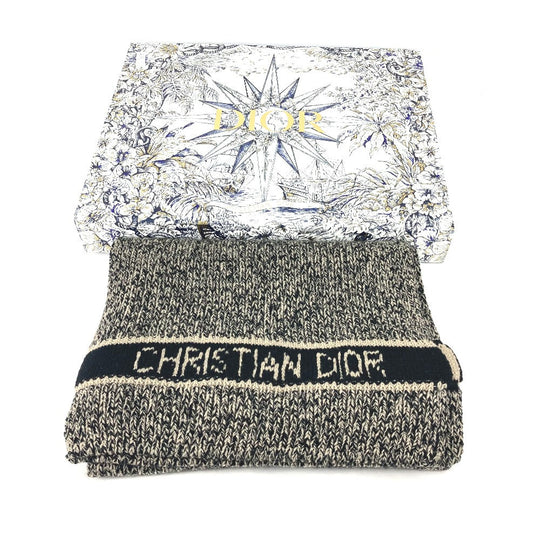 Dior Scarf 25DWI214S007 Wool / cashmere black logo Women(Unisex) Used Authentic