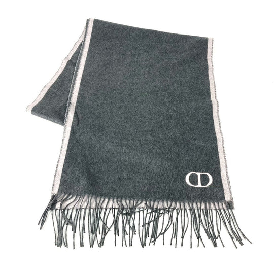 Dior Scarf 93E0015DH001 silk gray CD logo Women Used Authentic