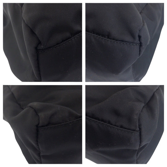 PRADA Tote Bag Nylon Black SilverMetal Tote Bag Shoulder Bag Handbag Test Triangle With logo Women Used Authentic