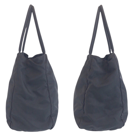 PRADA Tote Bag Nylon Black SilverMetal Tote Bag Shoulder Bag Handbag Test Triangle With logo Women Used Authentic