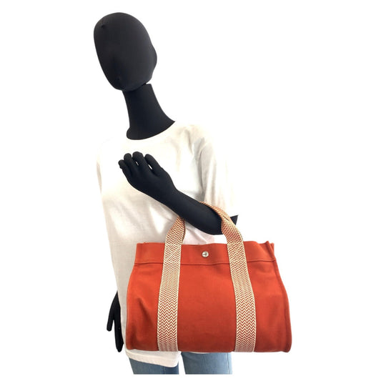 HERMES Tote Bag canvas Orange Cannes PM