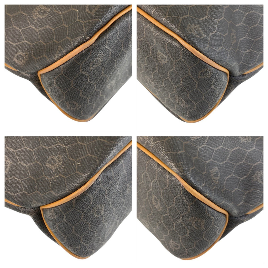 Christian Dior Tote Bag PVC, Leather Brown Camel Gold Metal Tote Bag Shoulder Bag Honeycomb Women Used Authentic