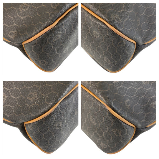Christian Dior Tote Bag PVC, Leather Brown Camel Gold Metal Tote Bag Shoulder Bag Honeycomb Women Used Authentic