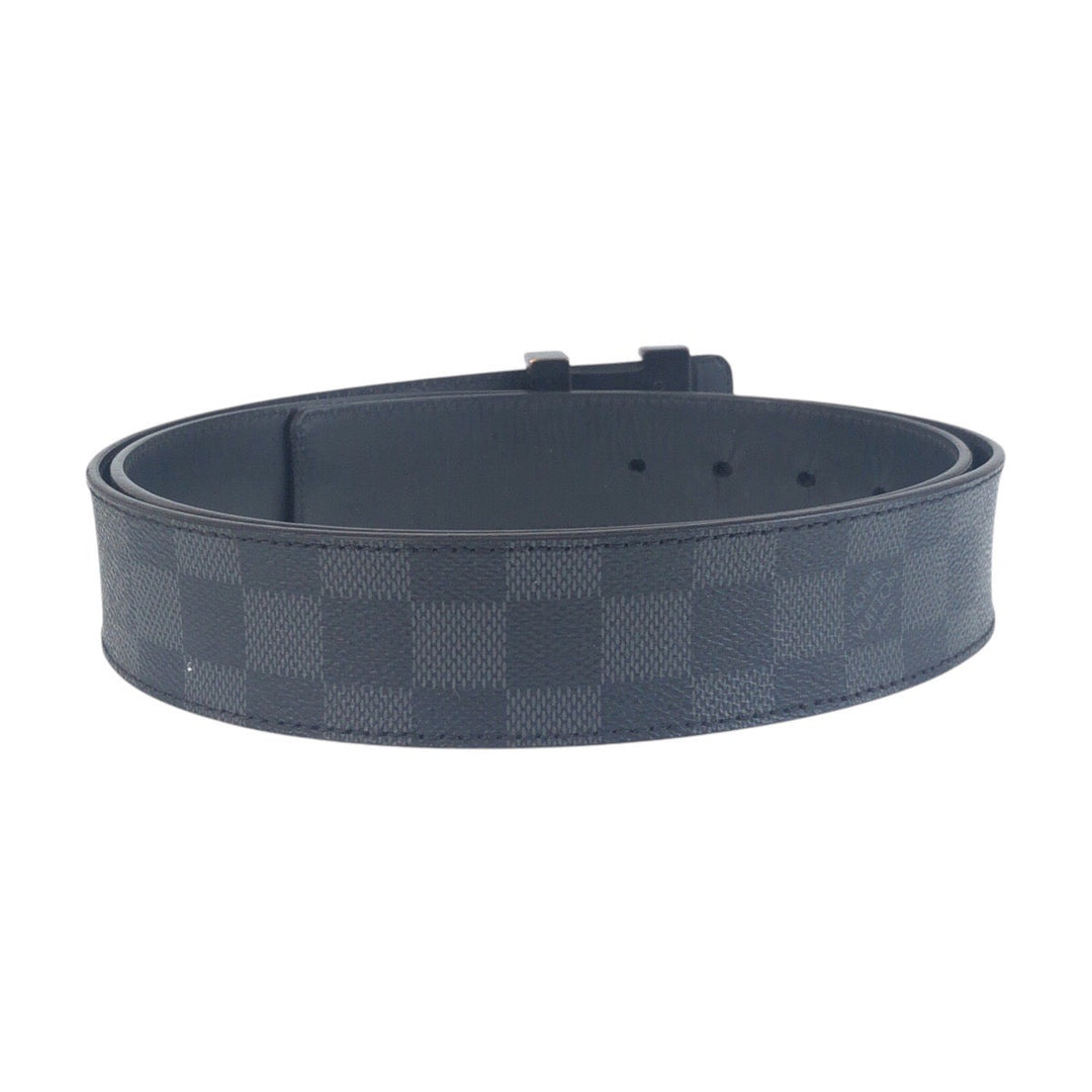 LOUIS VUITTON belt M9808 PVC, Leather Black black Damier Graphite Sunture LV Initial mens 44 Used Authentic