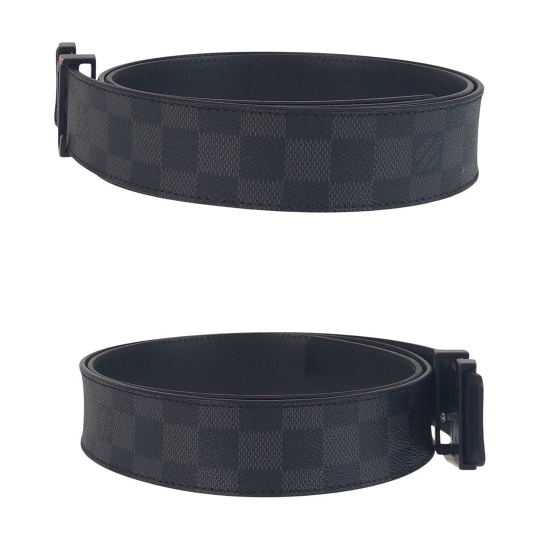 LOUIS VUITTON belt M9808 PVC, Leather Black black Damier Graphite Sunture LV Initial mens 44 Used Authentic