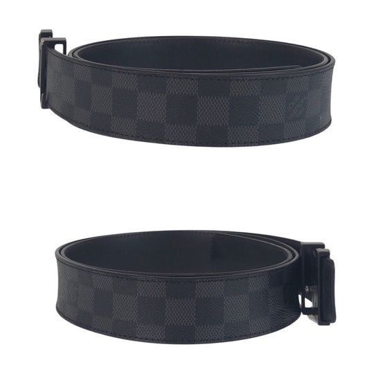 LOUIS VUITTON belt M9808 PVC, Leather Black black Damier Graphite Sunture LV Initial mens 44 Used Authentic