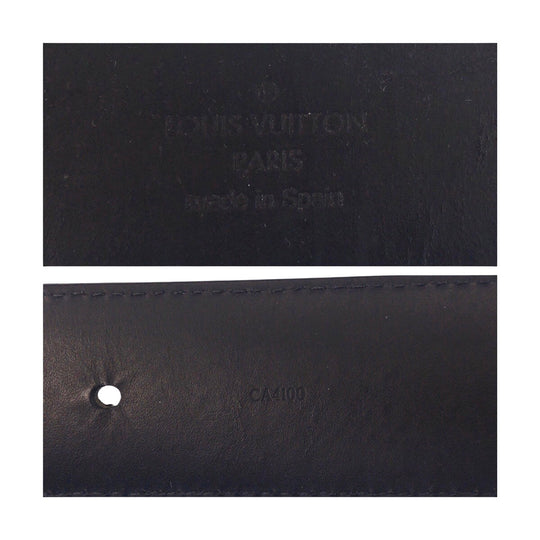 LOUIS VUITTON belt M9808 PVC, Leather Black black Damier Graphite Sunture LV Initial mens 44 Used Authentic