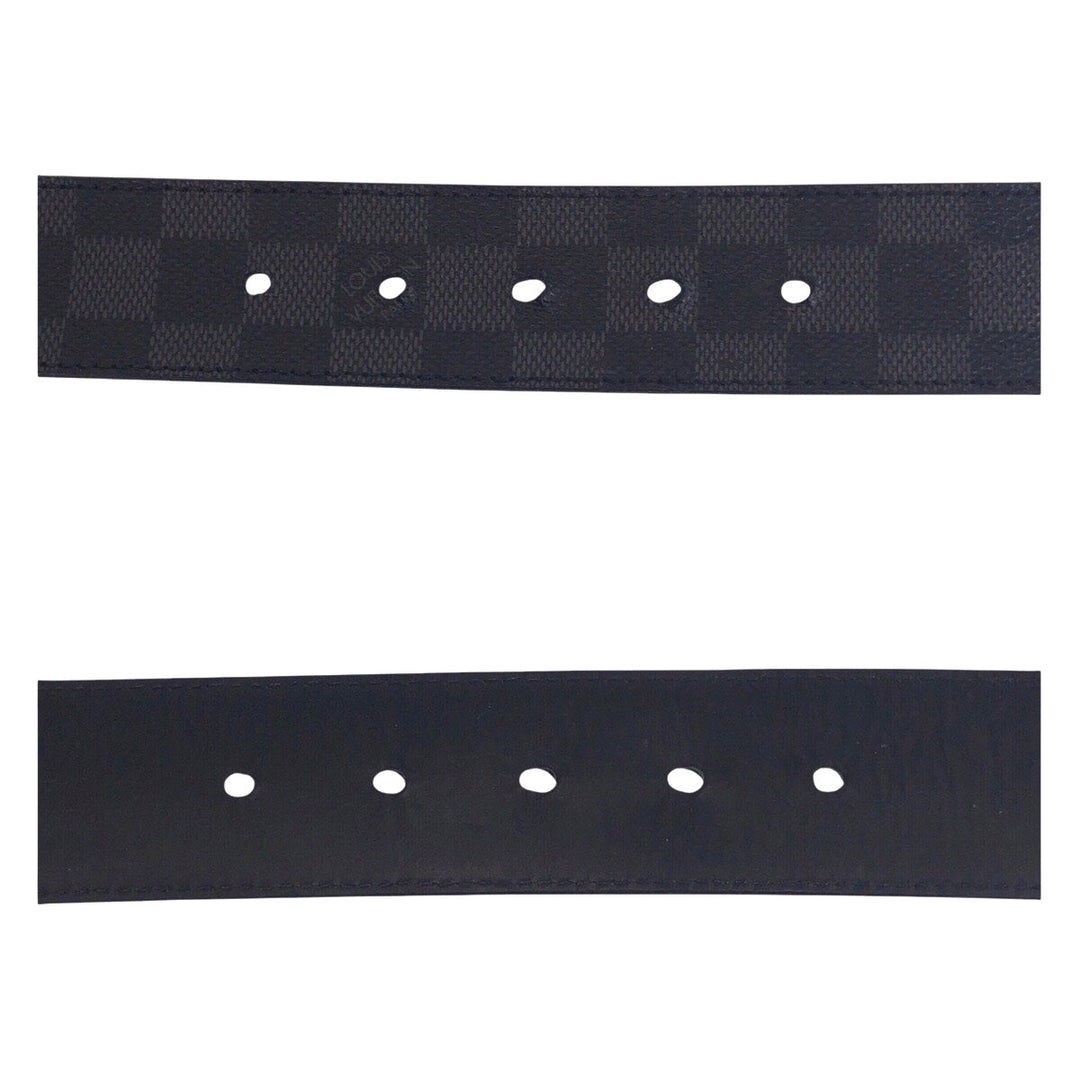 LOUIS VUITTON belt M9808 PVC, Leather Black black Damier Graphite Sunture LV Initial mens 44 Used Authentic