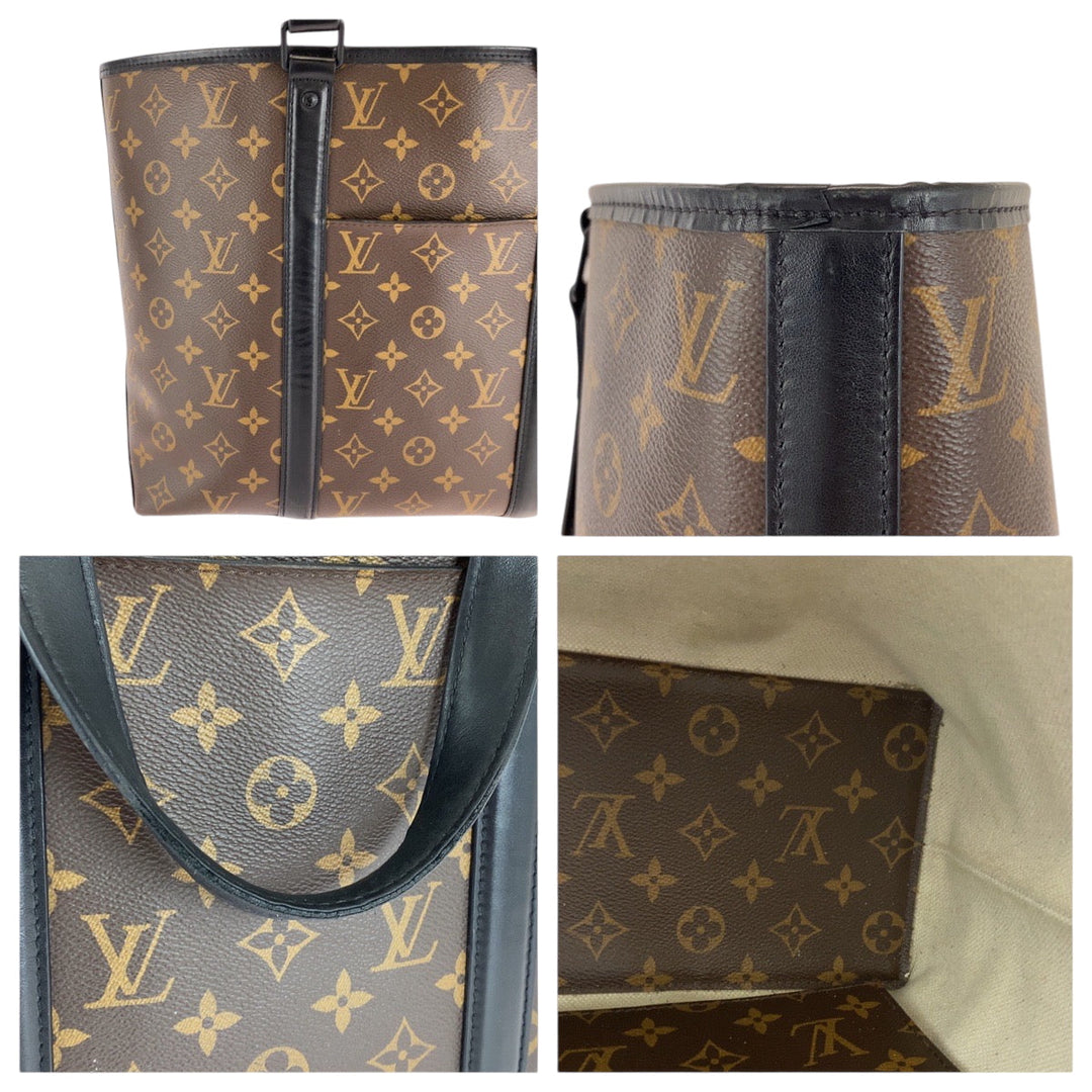 LOUIS VUITTON Tote Bag M45734 PVC Brown Black Black Metal Tote Bag Business bag Monogram Macasa Weekend PM mens(Unisex) Used Authentic