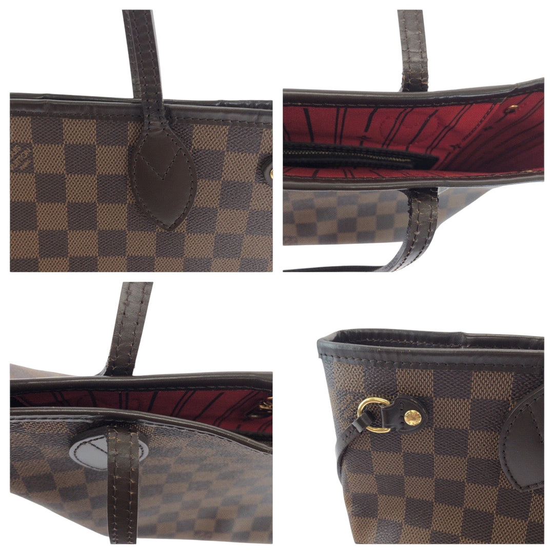 LOUIS VUITTON Tote Bag N41359 PVC Brown Gold Metal Damier Ebene Never full PM