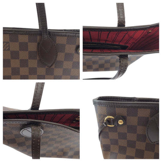 LOUIS VUITTON Tote Bag N41359 PVC Brown Gold Metal Damier Ebene Never full PM