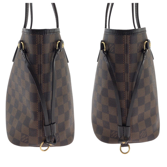 LOUIS VUITTON Tote Bag N41359 PVC Brown Gold Metal Damier Ebene Never full PM