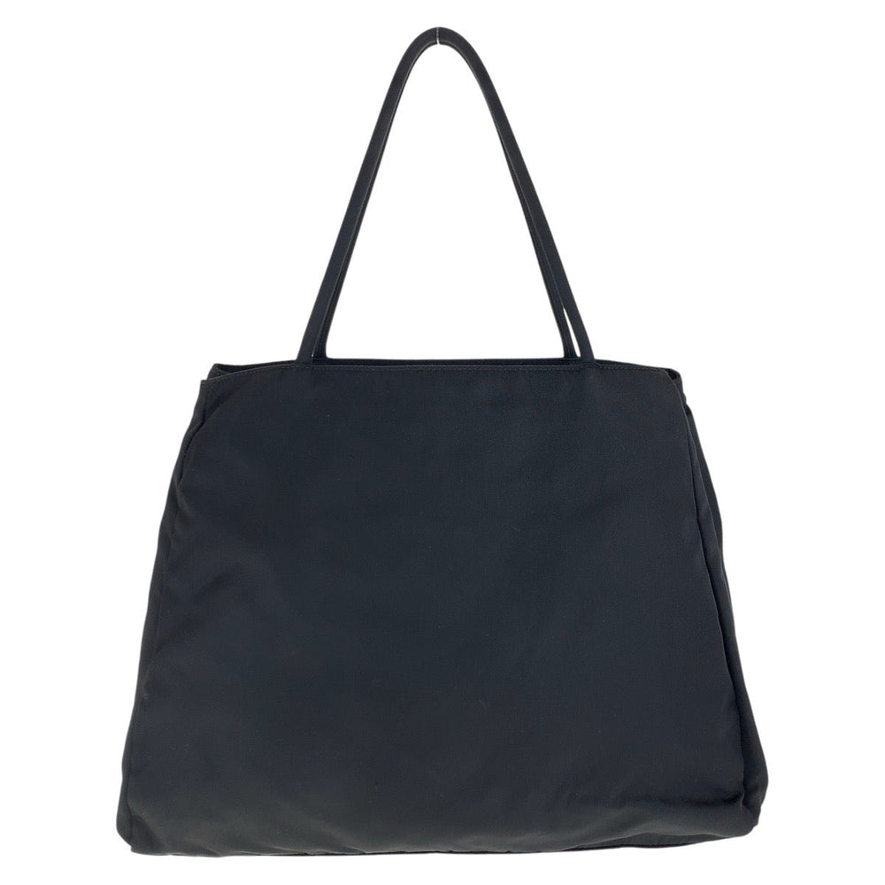 PRADA Tote Bag Nylon Black SilverMetal Tote Bag handbag Test Triangle With logo Women Used Authentic