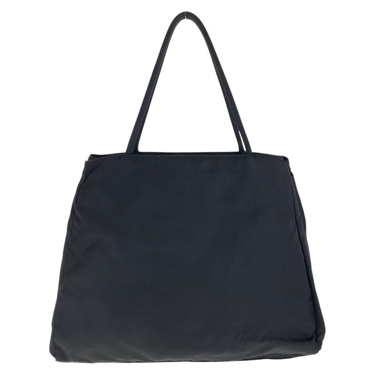 PRADA Tote Bag Nylon Black SilverMetal Tote Bag handbag Test Triangle With logo Women Used Authentic