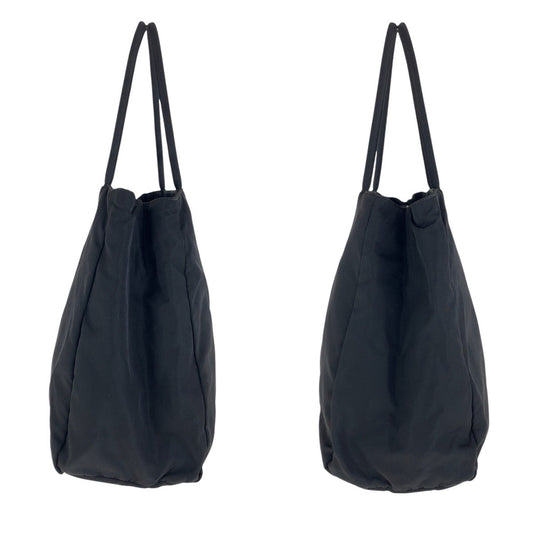 PRADA Tote Bag Nylon Black SilverMetal Tote Bag handbag Test Triangle With logo Women Used Authentic