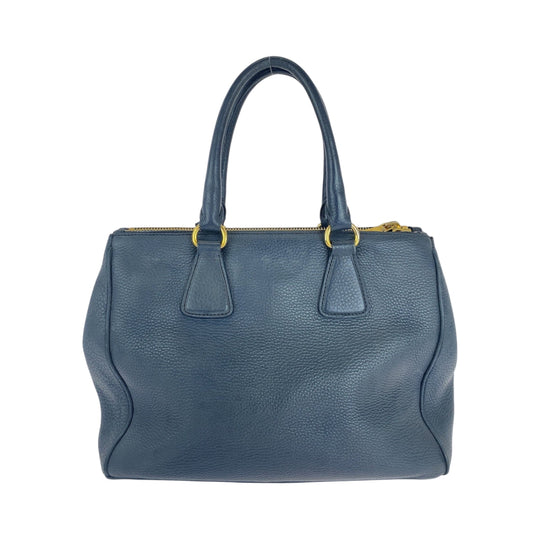 PRADA Tote Bag BN2420 leather Blue GoldMetal Tote Bag handbag Vitterodino logo Women Used Authentic