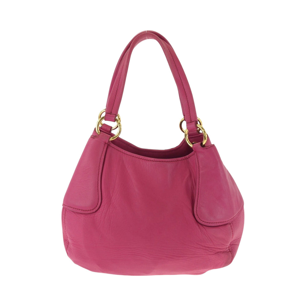 MIUMIU Shoulder Bag leather Pink Gold Metal One Shoulder Bag Handbag logo Women Used Authentic