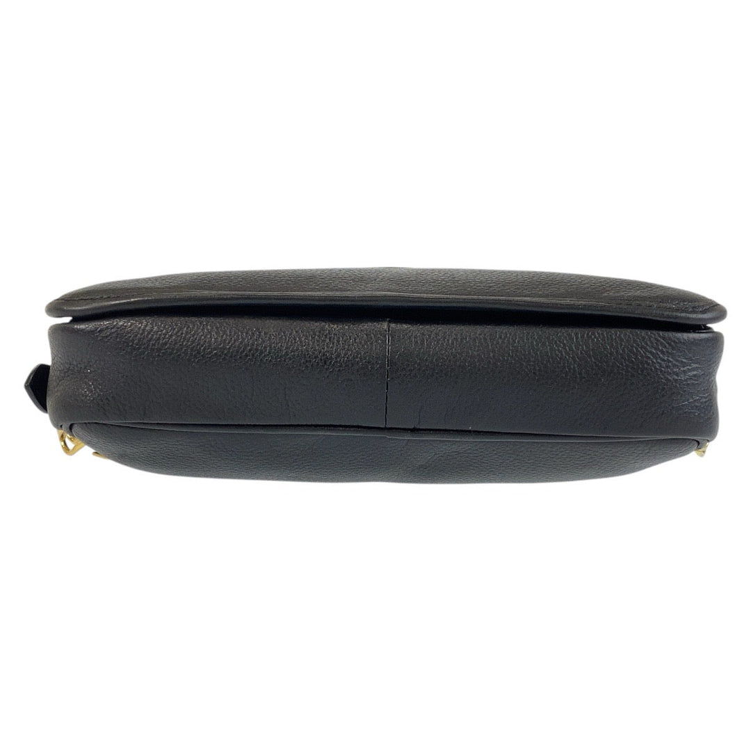 Yves Saint Laurent Shoulder Bag leather Black GoldMetal Shoulder Bag pochette YSL Women(Unisex) Used Authentic