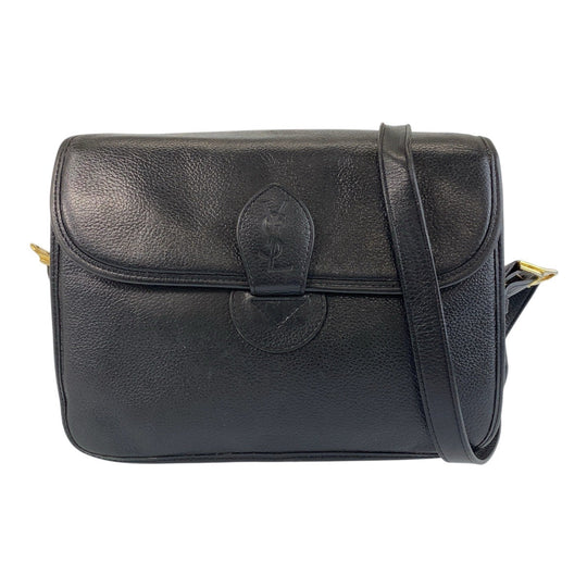 Yves Saint Laurent Shoulder Bag leather Black GoldMetal Shoulder Bag pochette YSL Women(Unisex) Used Authentic