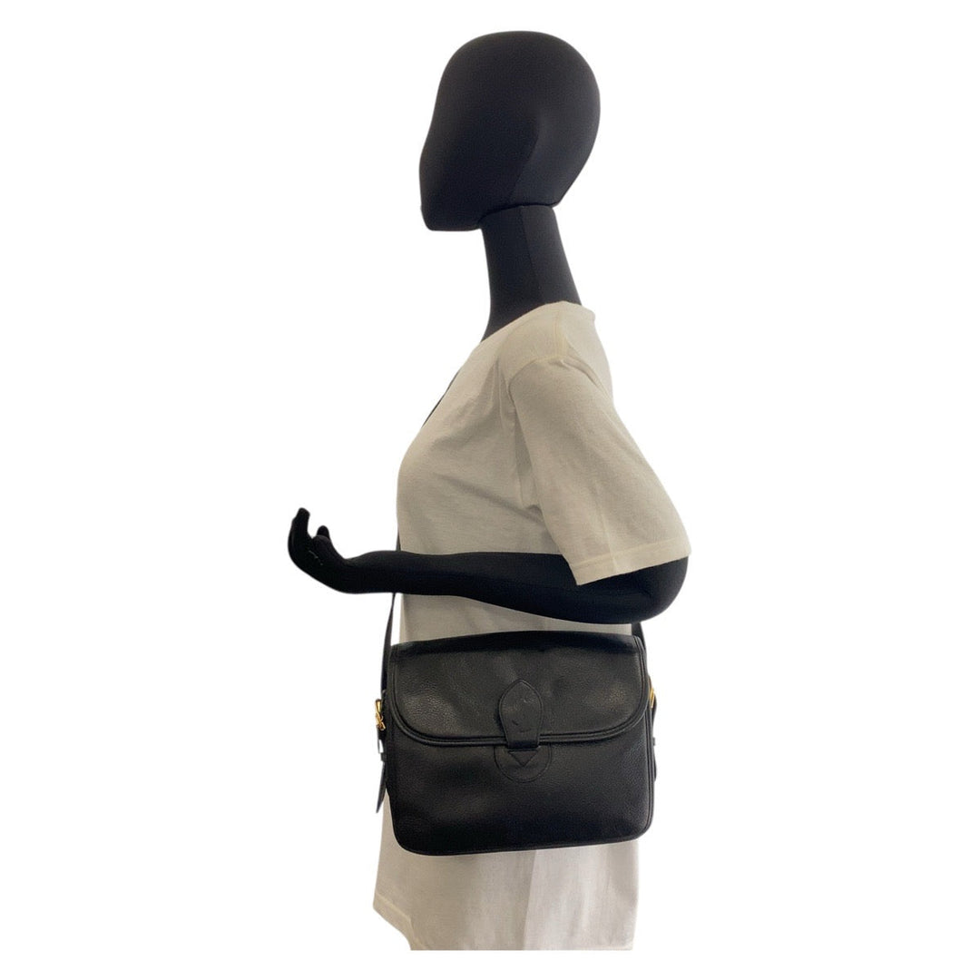 Yves Saint Laurent Shoulder Bag leather Black GoldMetal Shoulder Bag pochette YSL Women(Unisex) Used Authentic