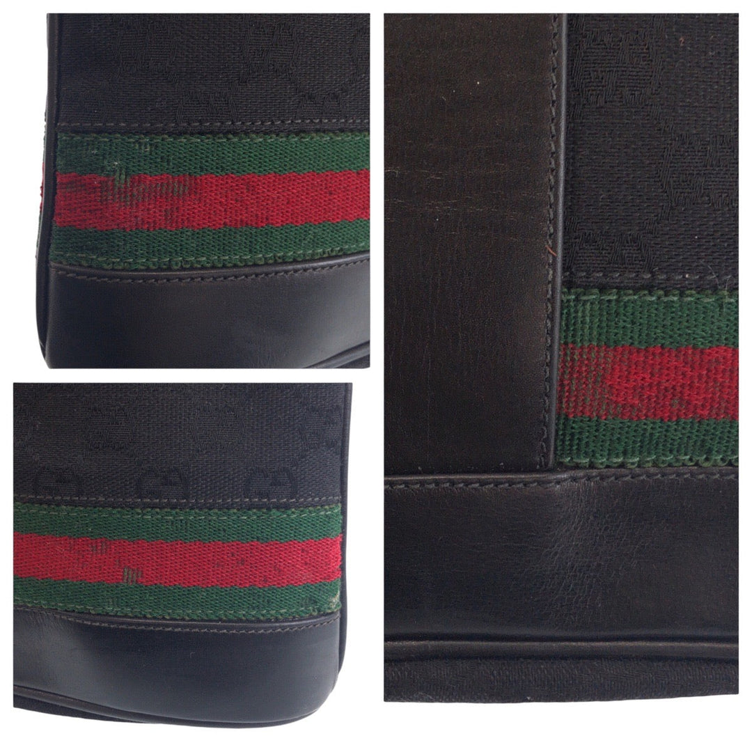 GUCCI Shoulder Bag GG canvas, leather Black GoldMetal Old Gucci Shelly Line Interlocking Women(Unisex) Used Authentic