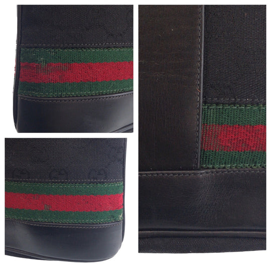 GUCCI Shoulder Bag GG canvas, leather Black GoldMetal Old Gucci Shelly Line Interlocking Women(Unisex) Used Authentic