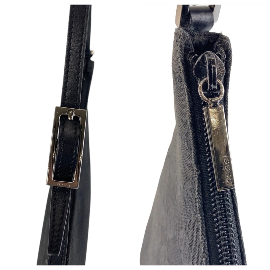 GUCCI Shoulder Bag 32160 GG canvas, leather Black black Women Used Authentic