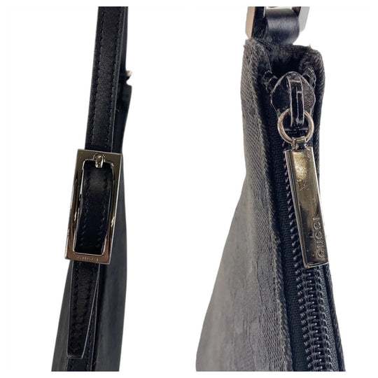 GUCCI Shoulder Bag 32160 GG canvas, leather Black black Women Used Authentic