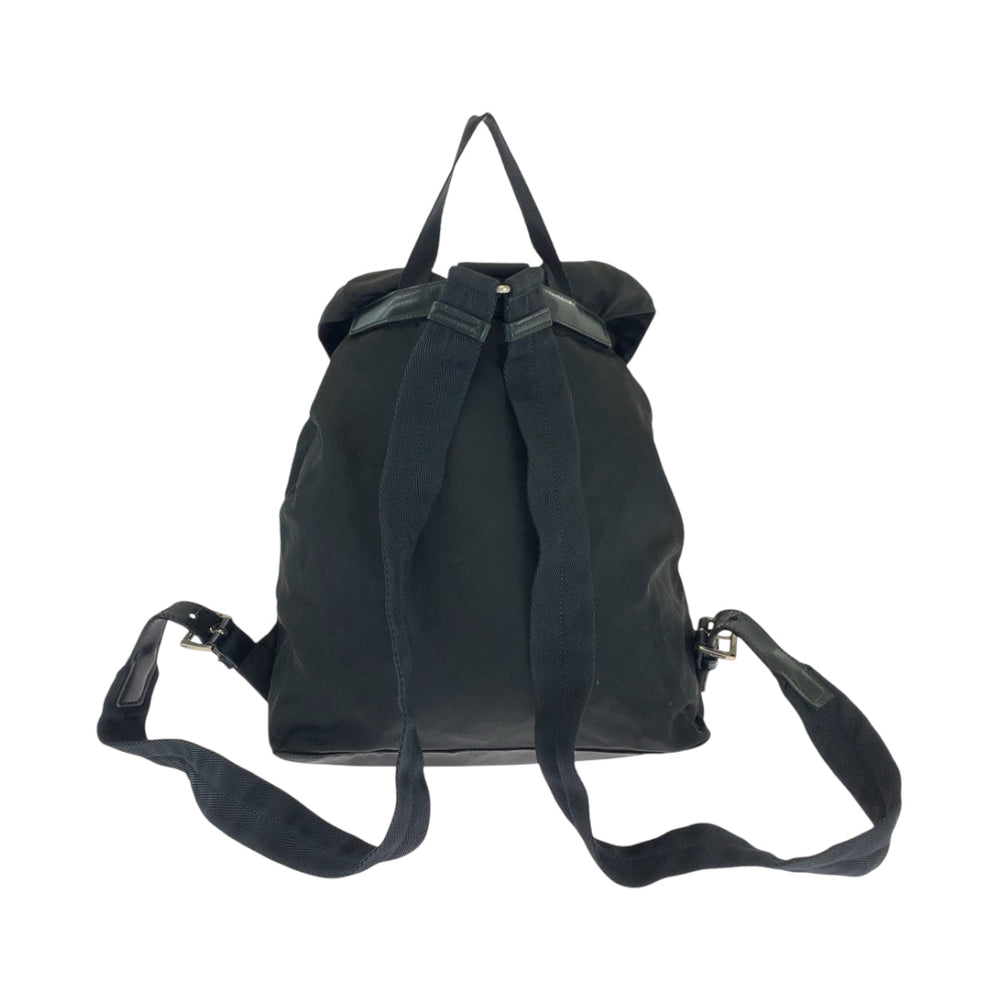 PRADA Backpack Nylon Black SilverMetal Backpack Backpack Test Triangle With logo Women Used Authentic