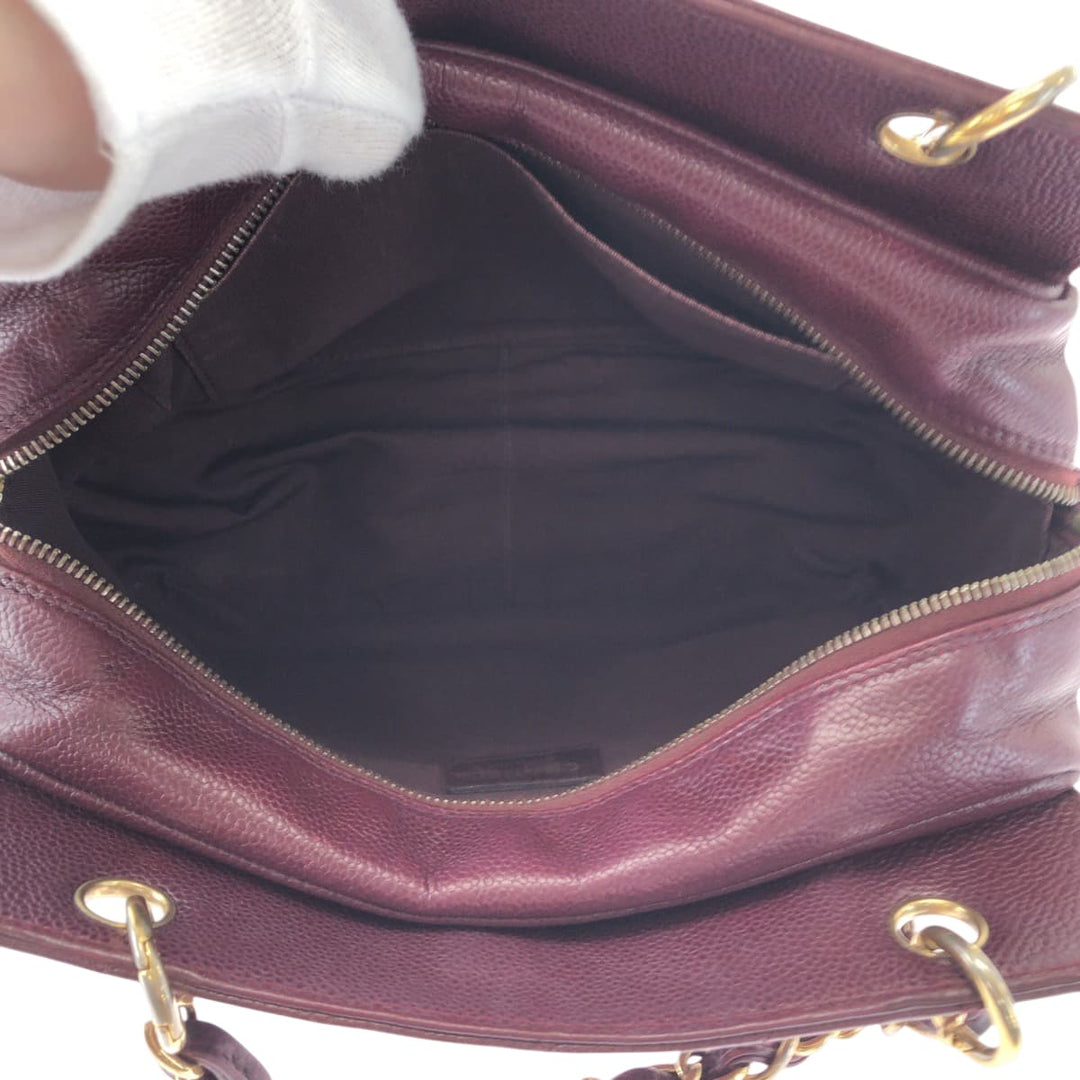 CHANEL Tote Bag Caviar skin Bordeaux Matrasse COCO Mark