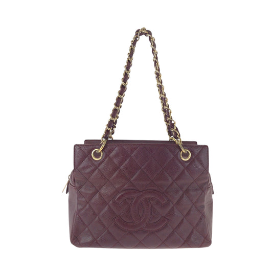 CHANEL Tote Bag Caviar skin Bordeaux Matrasse COCO Mark