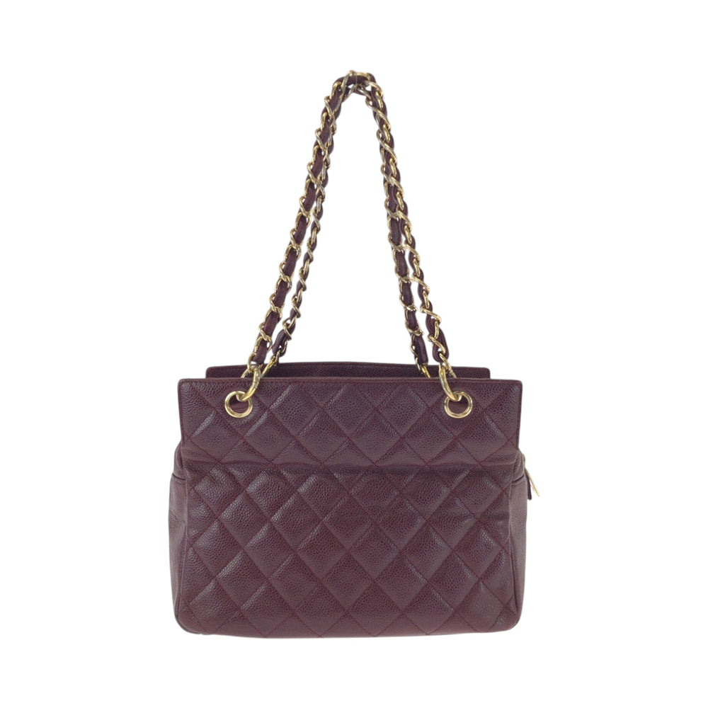 CHANEL Tote Bag Caviar skin Bordeaux Matrasse COCO Mark